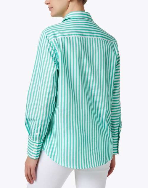 Back image - Ines de la Fressange - Maureen Green and White Striped Shirt