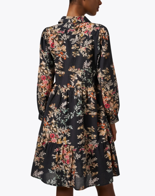 Back image - Ro's Garden - Romy Black Multi Floral Shirt Dress