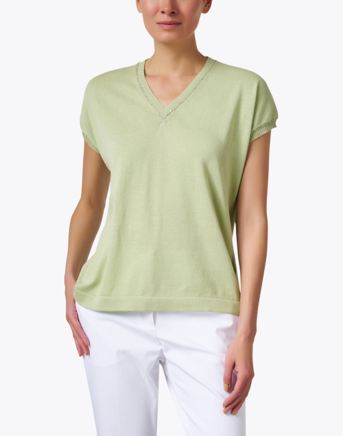 Front image - Fabiana Filippi - Green Knit Cotton Top