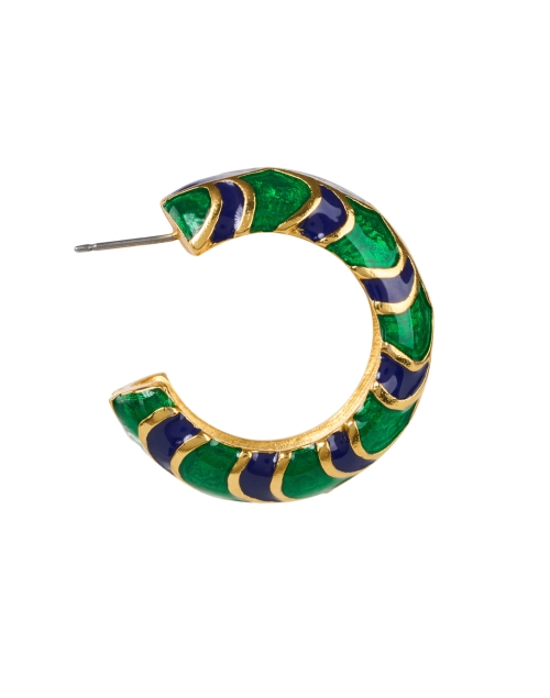 Back image - Kenneth Jay Lane - Gold Blue and Green Hoop Earrings