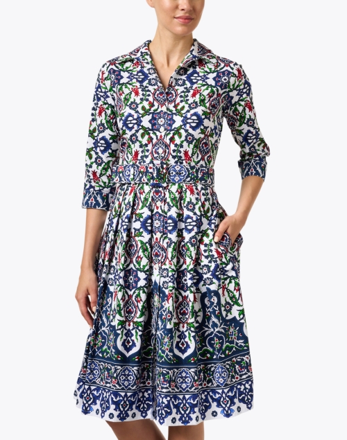 Front image - Samantha Sung - Audrey Tile Print Stretch Cotton Dress