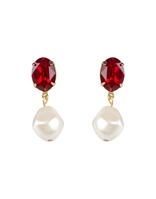 Product image - Jennifer Behr - Tunis Red Crystal and Pearl Drop Earrings