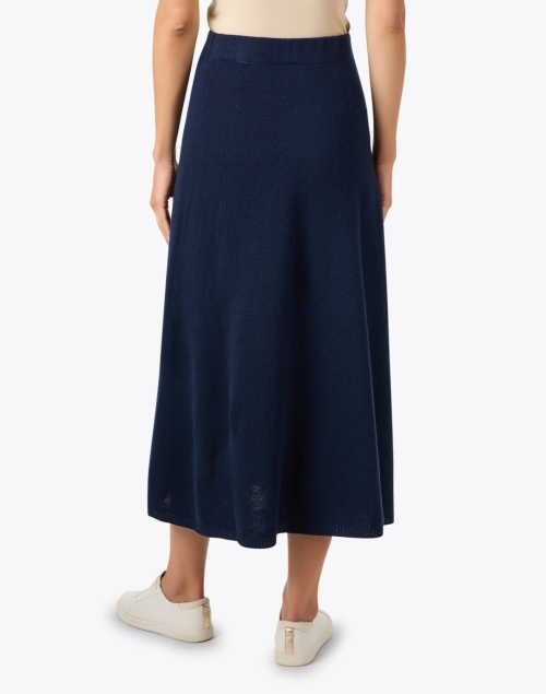 Back image - Emporio Armani - Navy Knit Midi Skirt