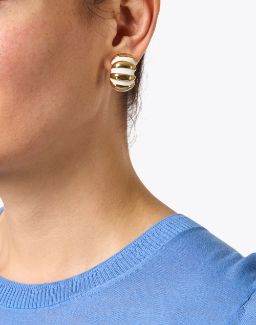 White and Gold Clip Earring