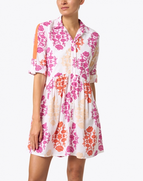Ro's Garden - Deauville Pink and Orange Floral Shirt Dress