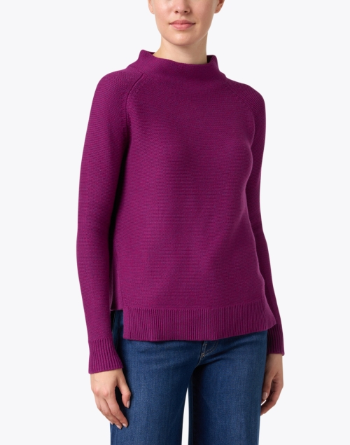 Front image - Kinross - Purple Garter Stitch Cotton Sweater