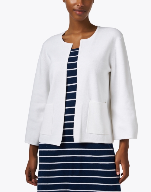 Front image - Kinross - White Cotton Cashmere Cardigan 