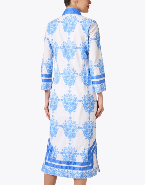 Back image - Sail to Sable - White and Blue Print Cotton Tunic Dress