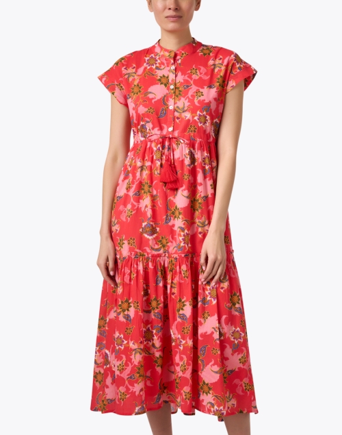 Front image - Ro's Garden - Mumi Red Floral Print Cotton Dress
