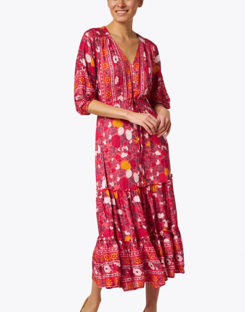 Front image - Walker & Wade - Carrie Cherry Red Printed Midi Dress