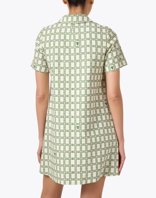 Back image - Tara Jarmon - Romarin Green Geometric Print Dress