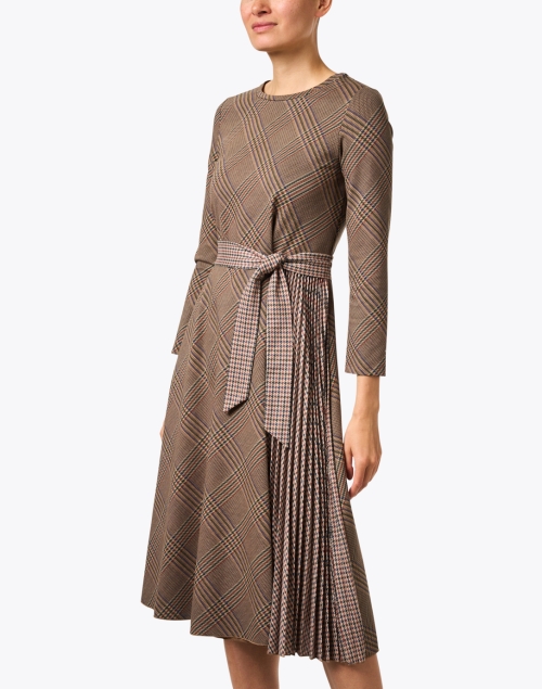 Front image - Weekend Max Mara - Pietra Brown Plaid Pleated Dress