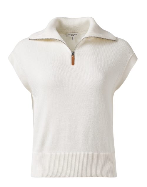 Product image - Lafayette 148 New York - White Cotton Silk Zip Sweater