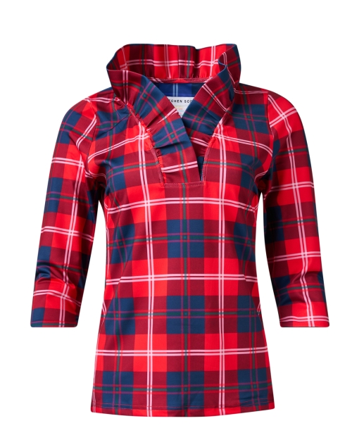 Product image - Gretchen Scott - Red Plaid Ruffle Neck Top