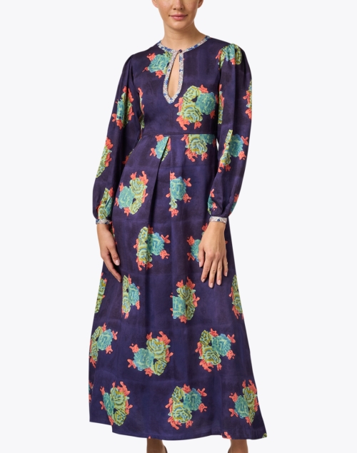 Front image - Lisa Corti - Manhattan Purple Print Maxi Dress