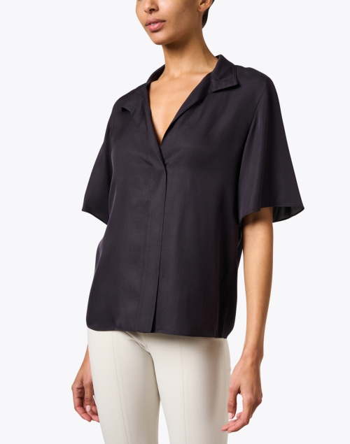 Front image - Vince - Marina Navy Silk Blend Blouse