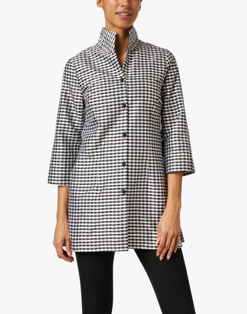 Front image - Connie Roberson - Rita Black and White Gingham Silk Top