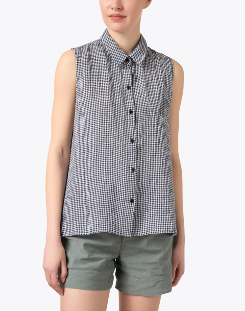 Front image - Eileen Fisher - Black and White Gingham Shirt