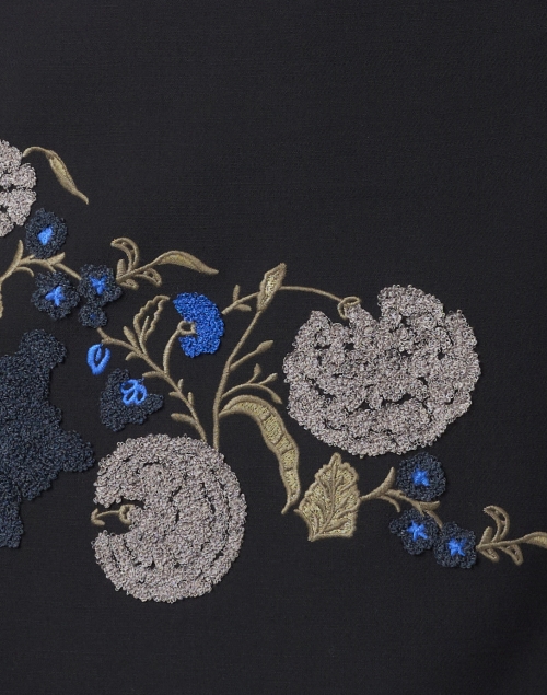 Fabric image - Lafayette 148 New York - Black Embroidered Wool Sheath Dress