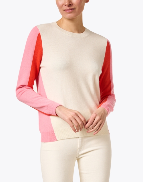 Front image - Chinti and Parker - Ivory Colorblock Wool Cashmere Sweater