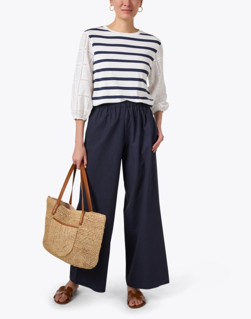 Eugen Navy and White Striped Cotton Top