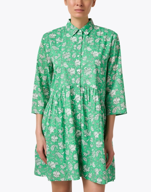 Front image - Ro's Garden - Deauville Green Floral Print Shirt Dress