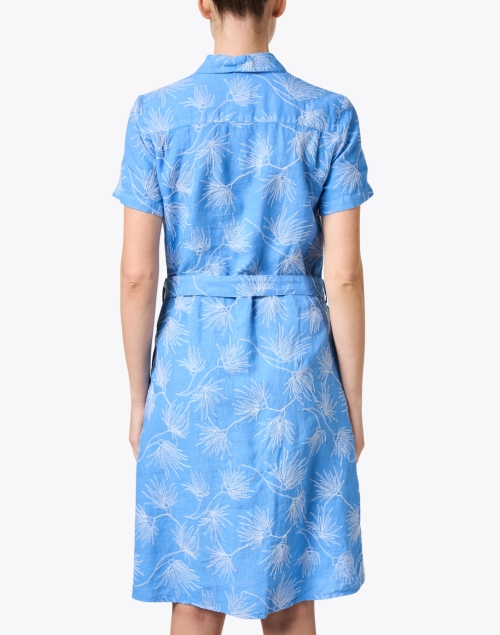 Back image - 120% Lino - Blue Embroidered Linen Shirt Dress