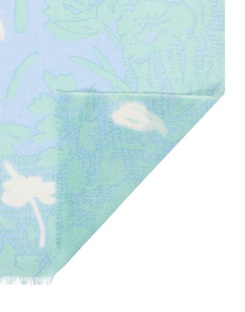 Back image - Kinross - Light Blue Multi Print Silk Cashmere Scarf