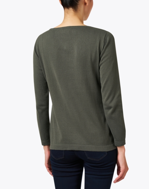 Back image - Blue - Green Pima Cotton Boatneck Sweater
