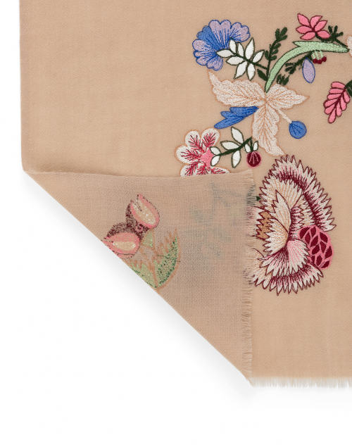 Back image - Janavi - Floral Bud Embroidered Wool Scarf