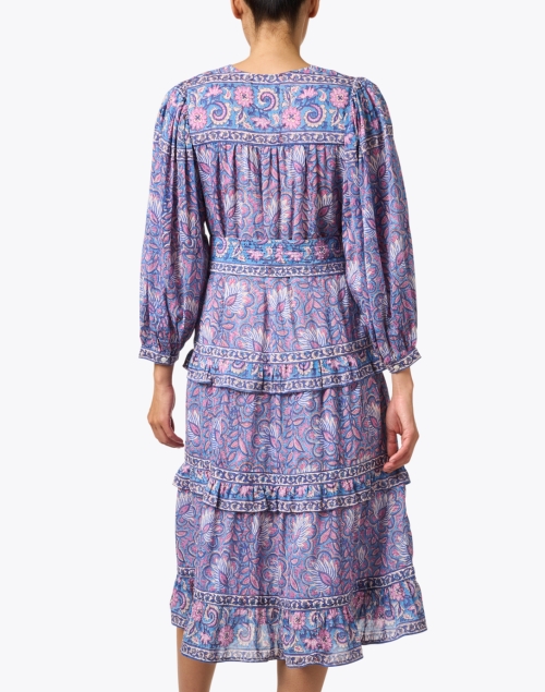 Back image - Bell - Isla Purple Floral Cotton Silk Dress