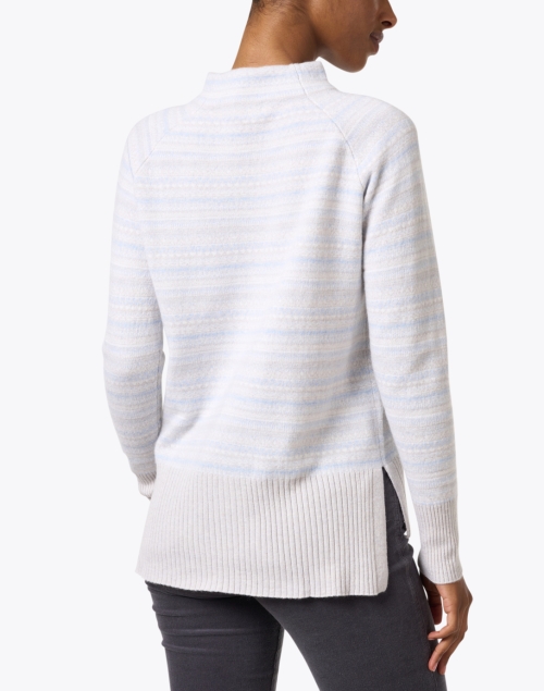 Back image - Kinross - Blue and Grey Striped Cashmere Sweater