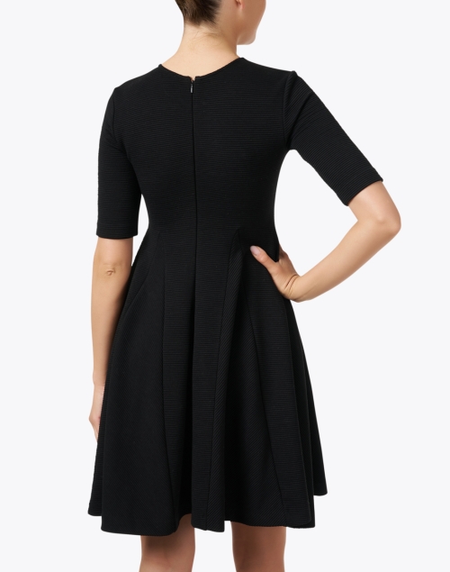 Back image - Emporio Armani - Black Ribbed Fit and Flare Dress