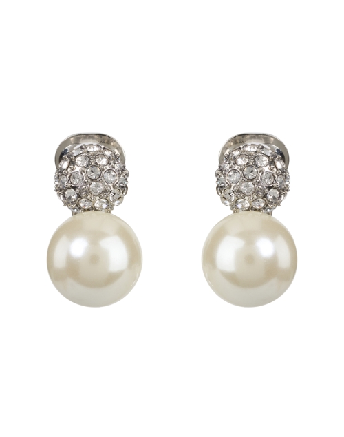 Kenneth Jay Lane Pearl and Crystal Clip Earrings