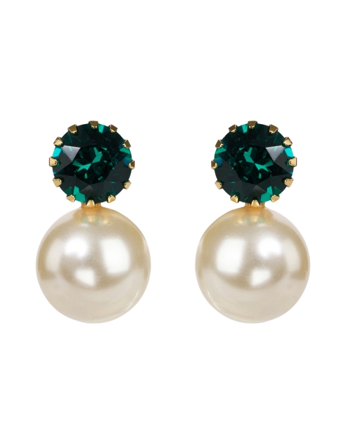 Product image - Jennifer Behr - Ines Emerald Crystal and Pearl Drop Earrings