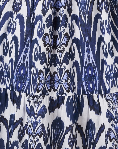 Fabric image - Ro's Garden - Romy Blue and White Ikat Shirt Dress
