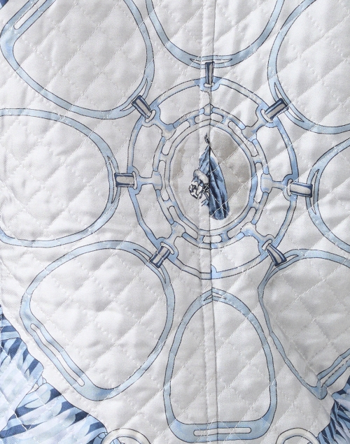 Fabric image - Rani Arabella - Blue Stirrup Printed Silk Quilted Jacket 