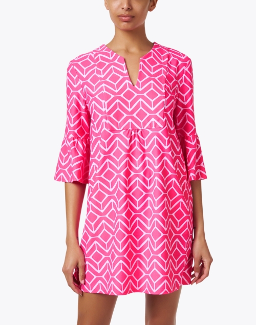 Front image - Jude Connally - Kerry Pink Geo Print Dress