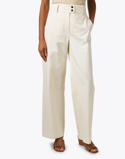 Front image - Weekend Max Mara - Livigno Ivory Cotton Wide Leg Pant