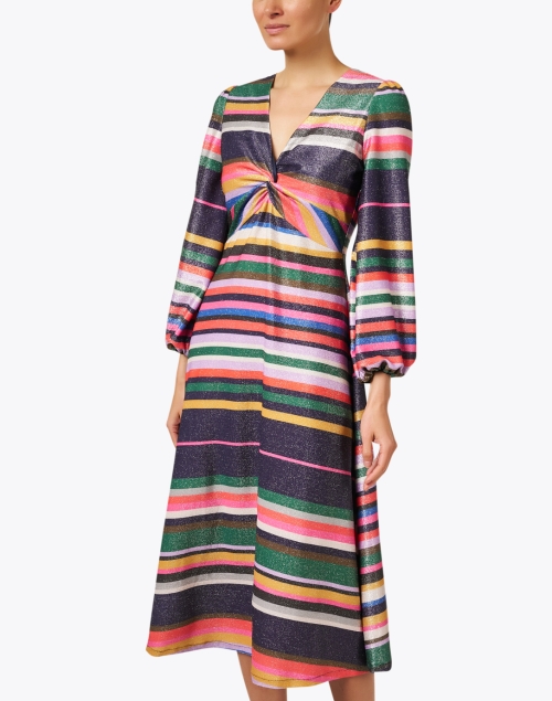 Front image - Vilagallo - Carolina Multi Stripe Lurex Dress