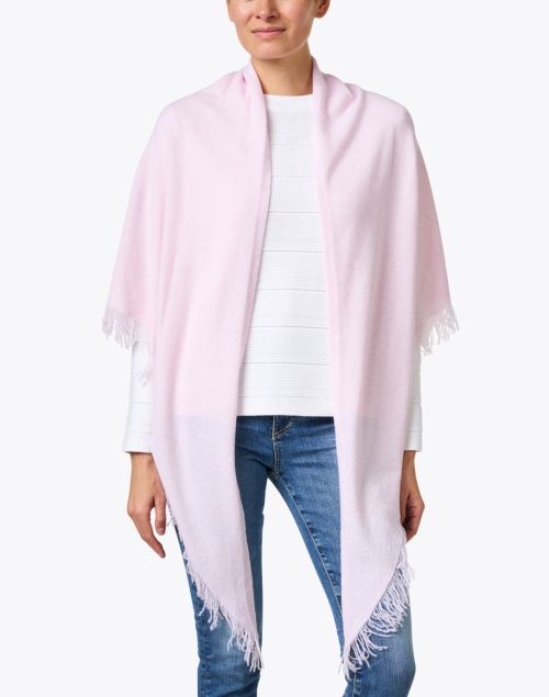 Front image - Kinross - Pink Cashmere Triangle Wrap