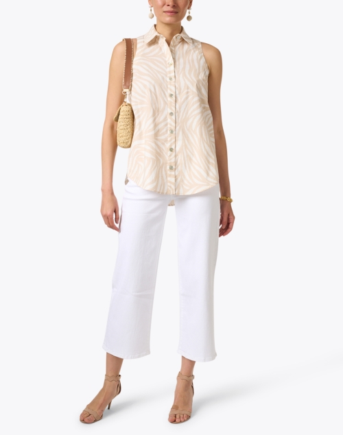 Shelly White and Beige Print Shirt