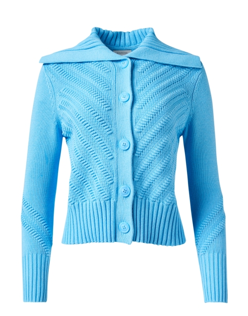 Product image - Kinross - Pool Blue Cotton Diagonal Knit Cardigan
