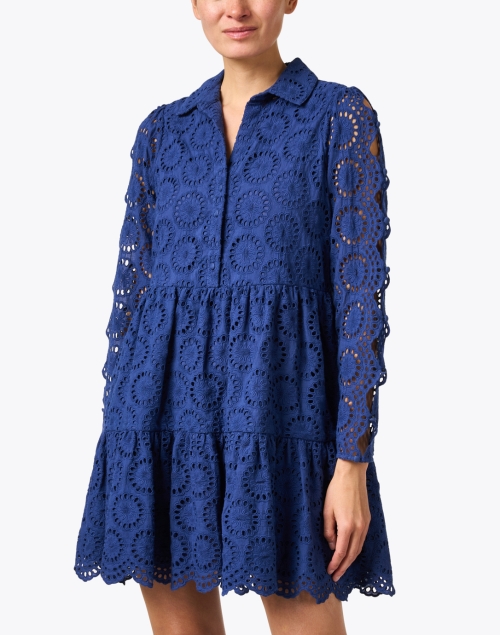 Front image - Figue - Isabella Navy Lace Shirt Dress