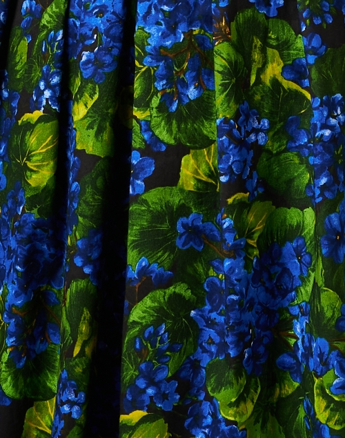 Fabric image - Samantha Sung - Audrey Blue and Green Floral Print Stretch Cotton Dress