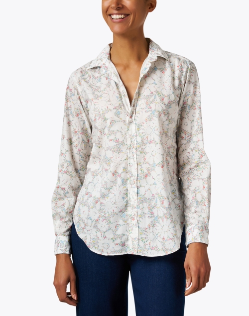 Front image - Frank & Eileen - Frank White Floral Cotton Shirt