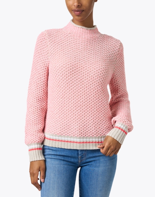 Front image - Marc Cain - Pink Wool Mock Neck Sweater