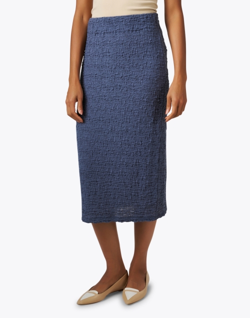 Front image - Vince - Blue Smocked Midi Skirt