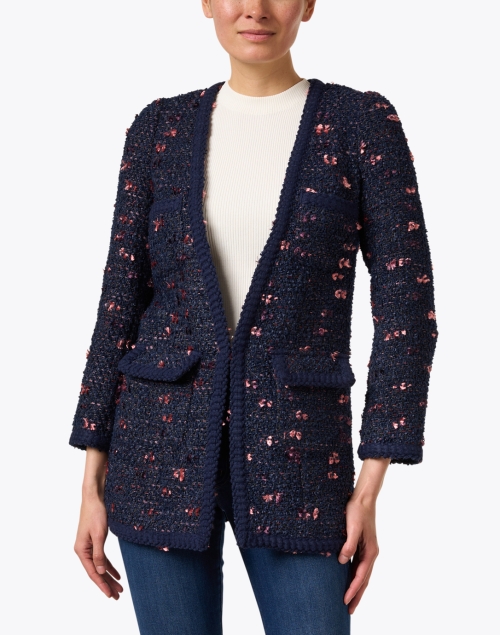 Front image - Edward Achour - Navy and Pink Textured Jacket