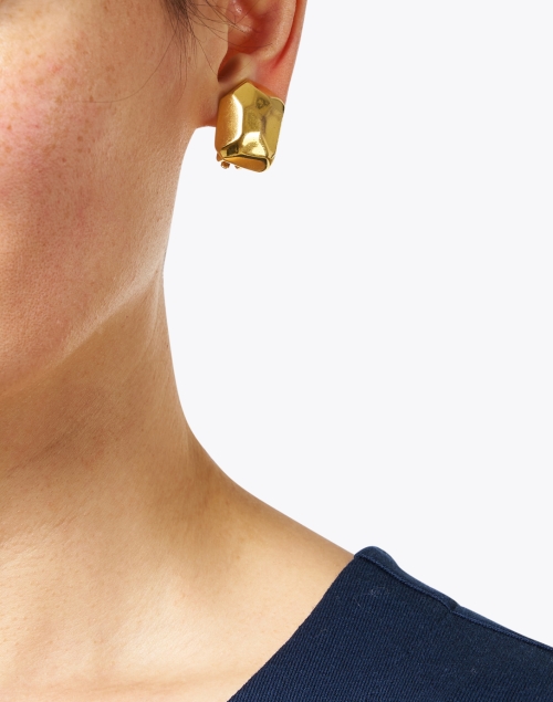 Polished Gold Sculpted Clip Earrings